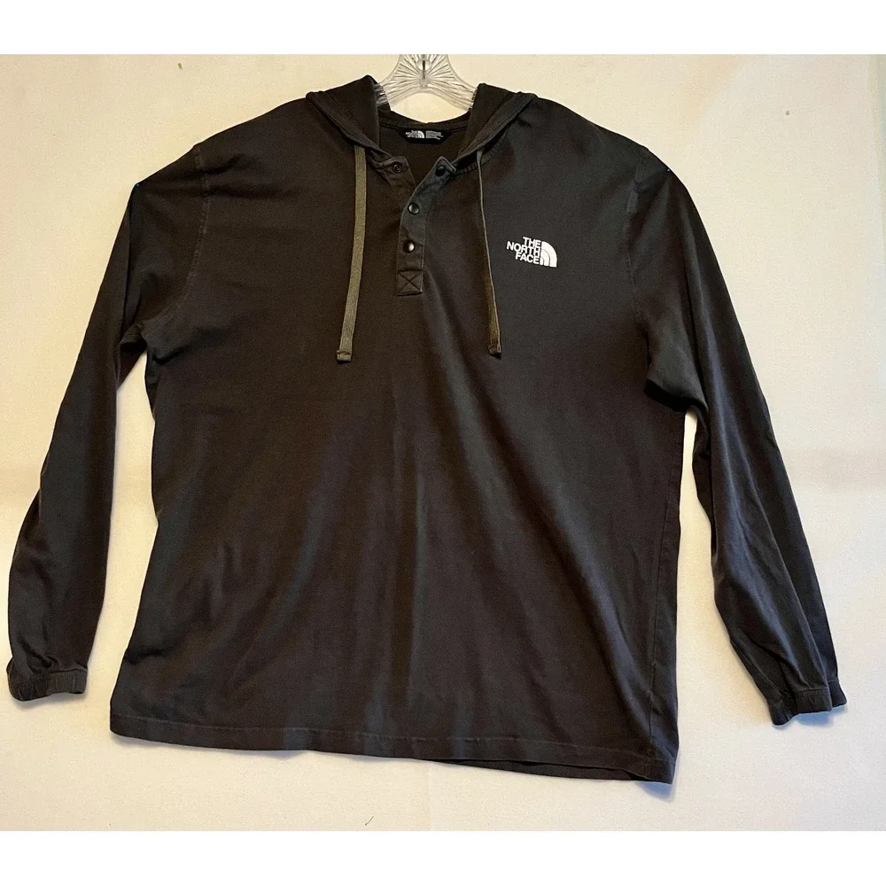 North Face Hooded Henley Long Sleeve Shirt Black XXL